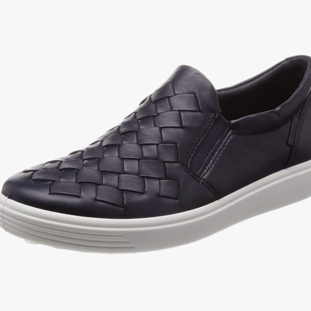 ECCO I Black Soft 7 Leather Woven Slip-On Sneaker Loafers, 5/36 - Picture 2 of 16